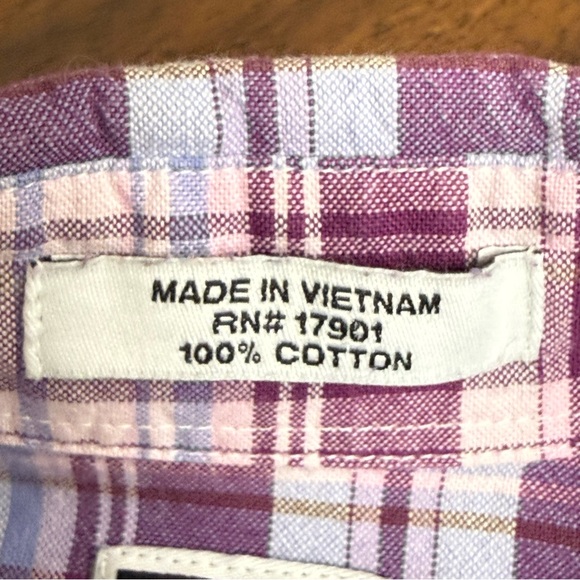 Rockies Purple Plaid Western Button Down Shirt Cotton Cowgirl Rodeo Large - Picture 8 of 11